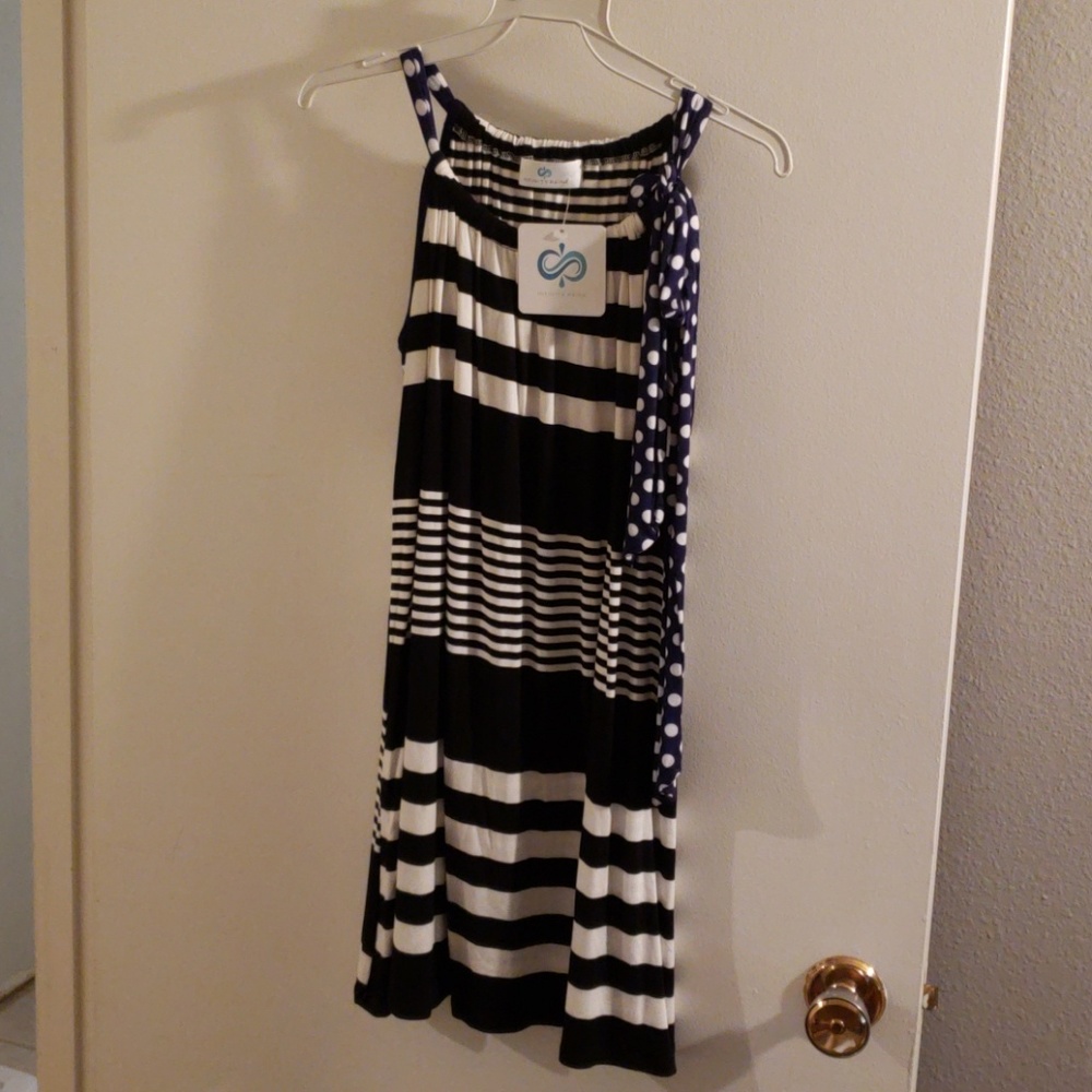 Black and white striped summer dress.